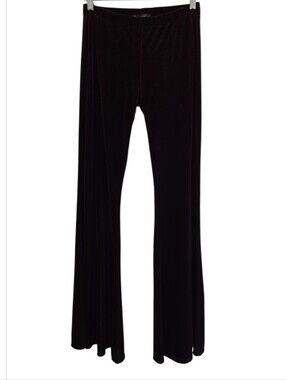 T-Party Y2K Velvet Flare Leg Pull-on Pants Elastic Waistband Large Burgandy Red